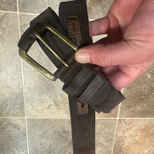 Leather Belt Dark Olive Green and Brown